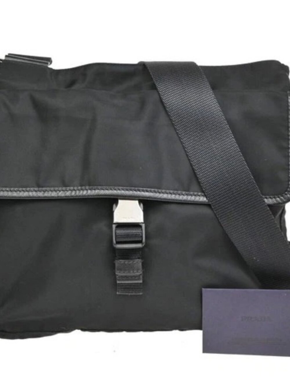 PRADA Logo Tessuto Crossbody Shoulder Bag Nylon Leather Black SHW Italy 32YJ379